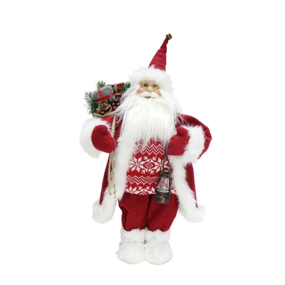 Standing Santa Figure | Holding Gifts & Lantern | 45cm - Choice Stores