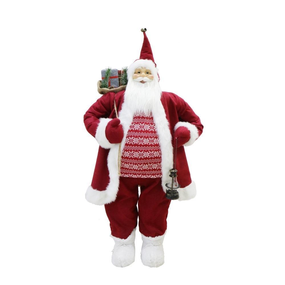 Standing Santa with Snowflake Jumper | Holding Gifts & lantern | 120cm - Choice Stores