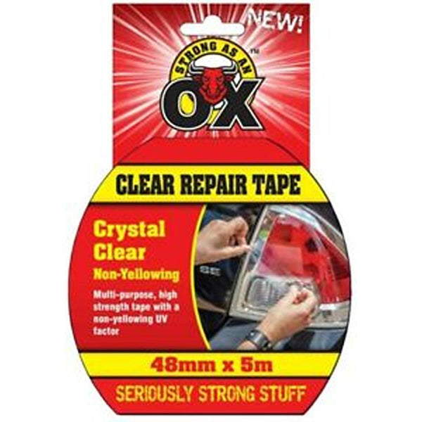 Strong as an Ox Industrial Repair Crystal Clear Tape | 48mm x 5m - Choice Stores