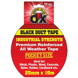 Strong as an Ox Industrial Strength Black Duct Tape | 25mm x 10m - Choice Stores