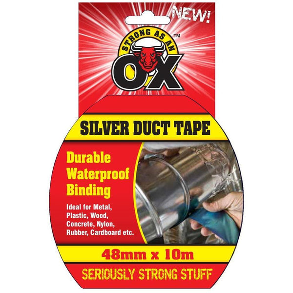 Strong as an Ox Industrial Strength Silver Duct Tape | 48mm x 10m - Choice Stores