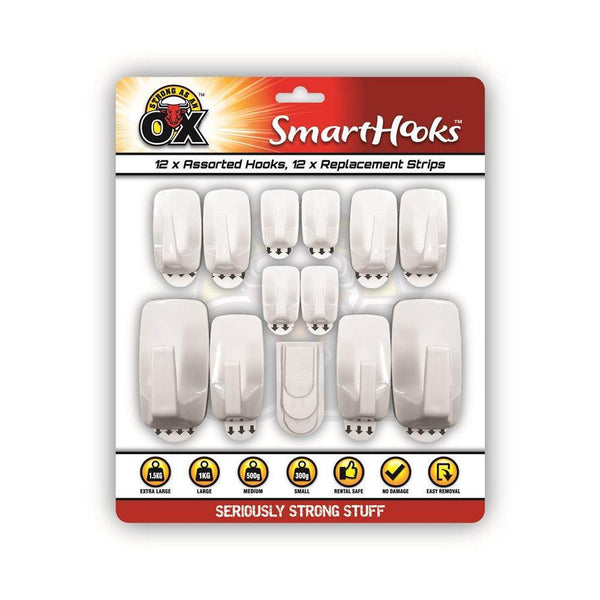 Strong as an Ox Removable Assorted Smart Hooks | Pack of 24 - Choice Stores