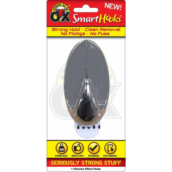 Strong as an Ox Removable Chrome Hook | 3kg Capacity - Choice Stores