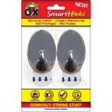 Strong as an Ox Removable Chrome Hooks | 1.5kg Capacity | Pack of 2 - Choice Stores