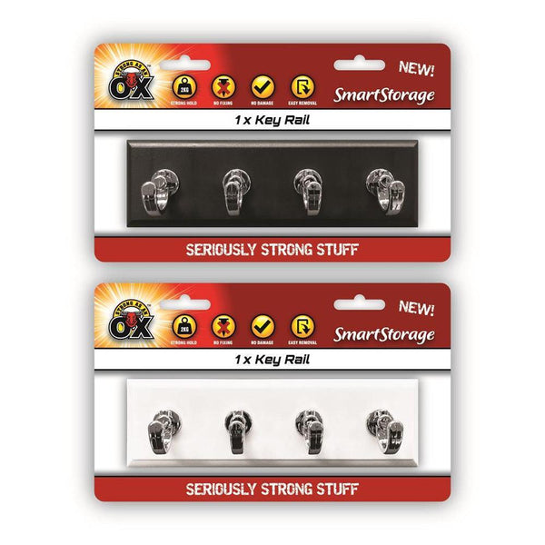 Strong as an Ox Removable Hook & Key Rack | 2kg Holding Capacity - Choice Stores