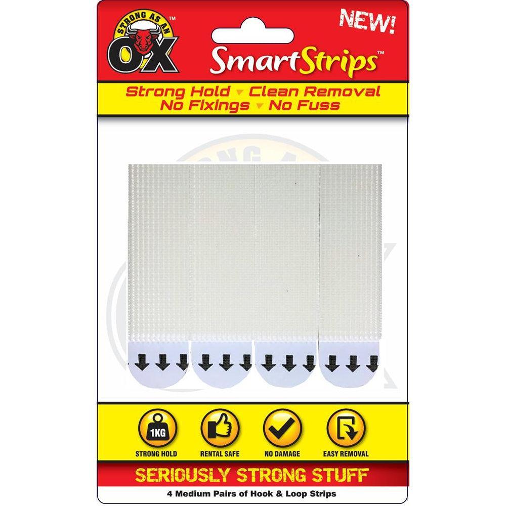 Strong as an Ox Removable White Velcro Hook & Loop Strips - Choice Stores