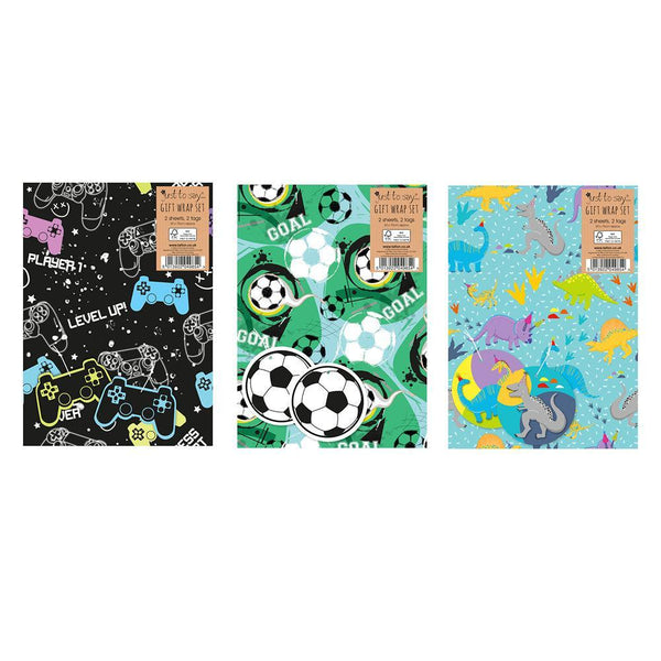 Tallon Flat Wrapping Paper & Tags Boys Designs - Choice Stores