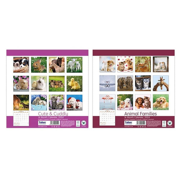 Tallon Square Calendar | Assorted Animals Cute & Fluffy - Choice Stores