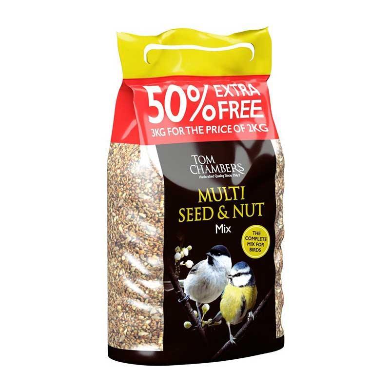 Tom Chambers Multi Seed &amp; Nut Mix | 50% Extra Free | 3kg For The Price of 2kg - Choice Stores