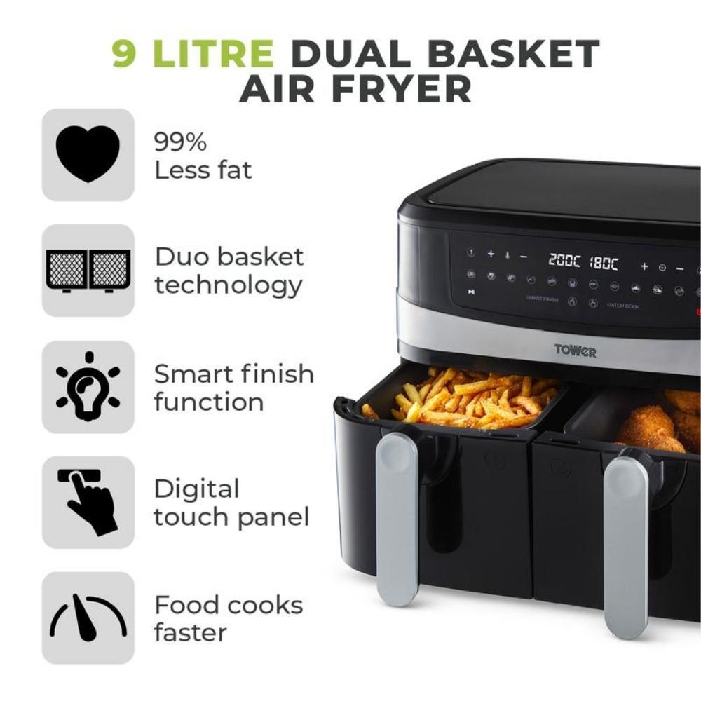 Tower Vortx Dual Basket Air Fryer | 9L - Choice Stores