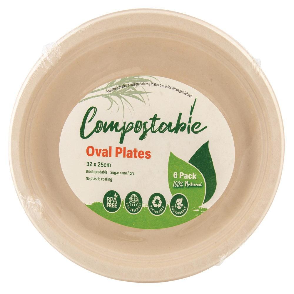 UBL Compostable Oval Plates 6 pack | 32 x 25cm - Choice Stores