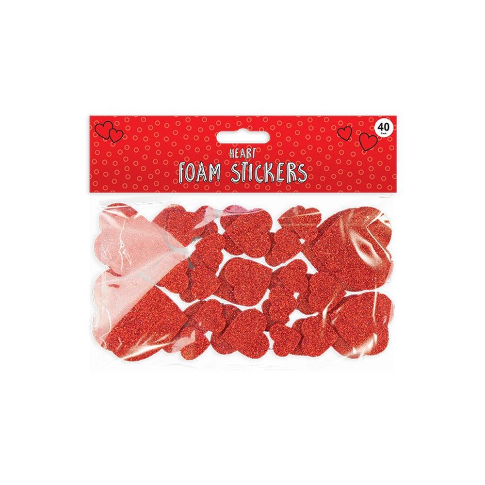 Valentine's Day Glitter Foam Heart Stickers | Pack of 40 - Choice Stores