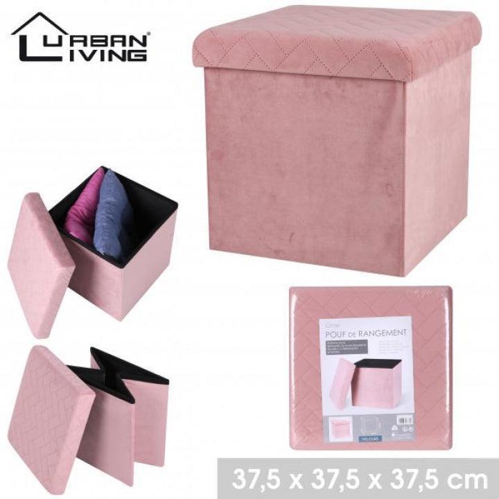 Velvet Folding Storage Box | Ottoman Pouffe | 37.5cm x 37.5cm - Choice Stores