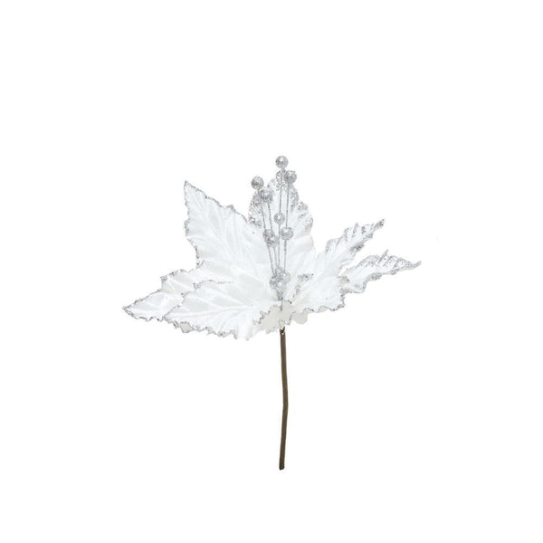 Velvet Glittered Poinsettia with Berries | 22cm - Choice Stores