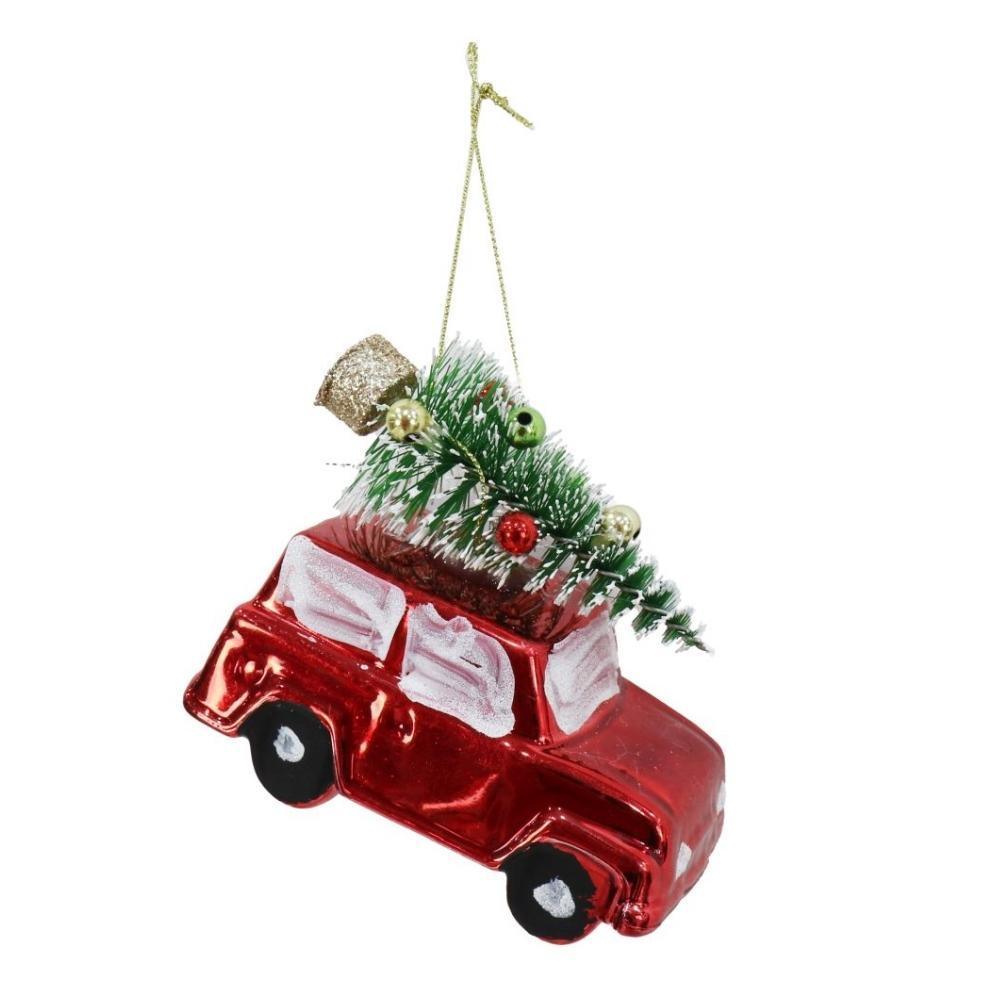 Vintage Red Car Christmas Decoration with Tree | 10cm - Choice Stores