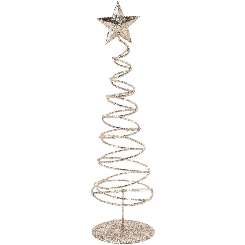 Warm White LED Battery Operated Gold Glitter Swirl Tree Decoration | 40cm - Choice Stores