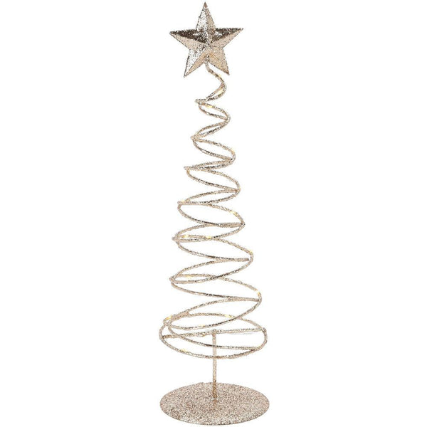 Warm White LED Battery Operated Gold Glitter Swirl Tree Decoration | 40cm - Choice Stores
