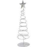 Warm White LED Battery Operated Silver Glitter Swirl Tree Decoration | 40cm - Choice Stores