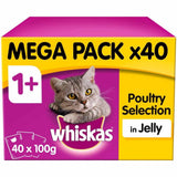 Whiskas Poultry Feasts in Jelly 1+ Adult Wet Cat Food Pouches | 40 x 85g - Choice Stores