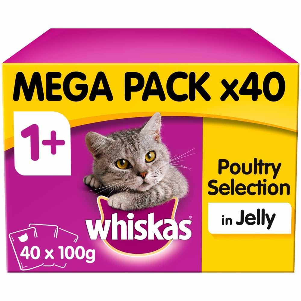 Whiskas Poultry Feasts in Jelly 1+ Adult Wet Cat Food Pouches | 40 x 85g - Choice Stores
