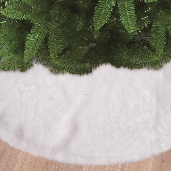 White Snow Effect White Plush Tree Skirt - Choice Stores
