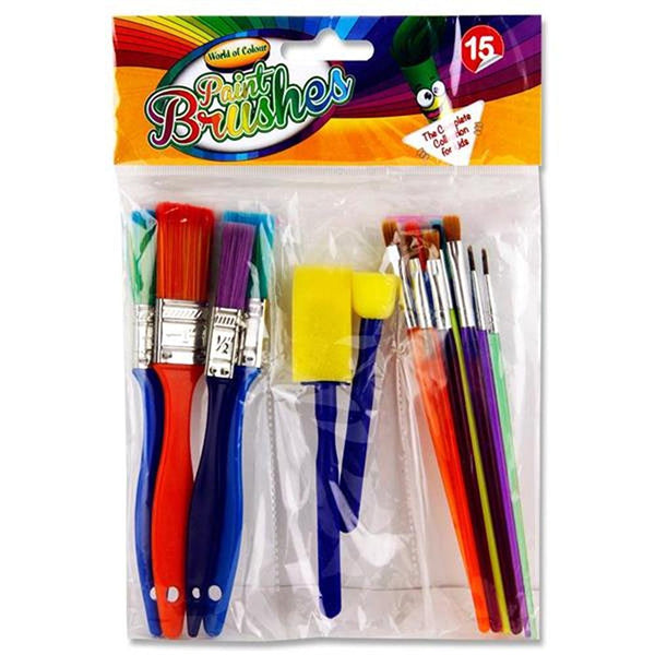 World of Colour Colourful Paint Brush & Sponge Set | Pack of 15 - Choice Stores