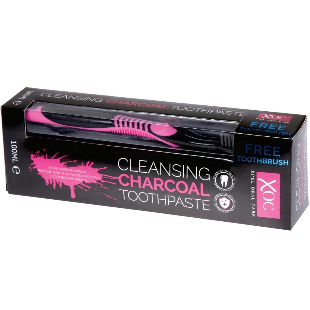XOC Charcoal Cleansing Toothpaste with Free Toothbrush | 100ml - Choice Stores