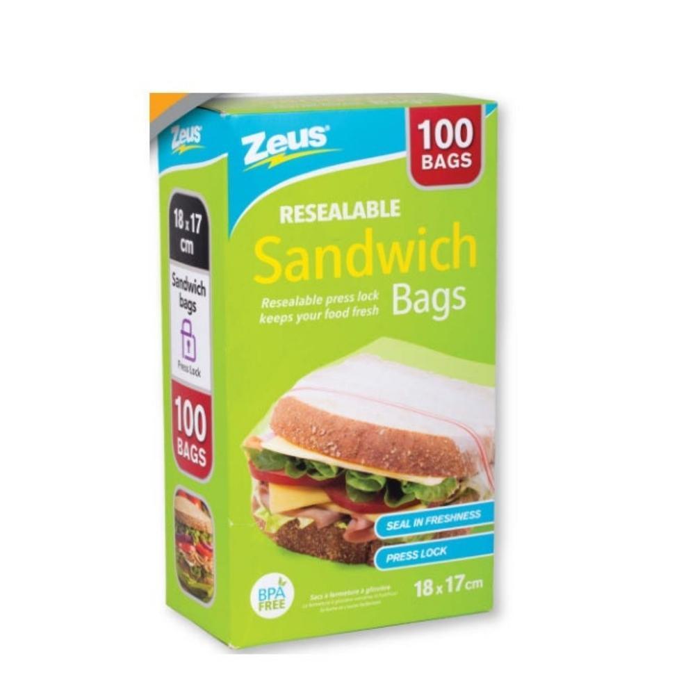 Zeus Resealable Sandwich Bags | 18cm x 17cm | Pack of 100 - Choice Stores