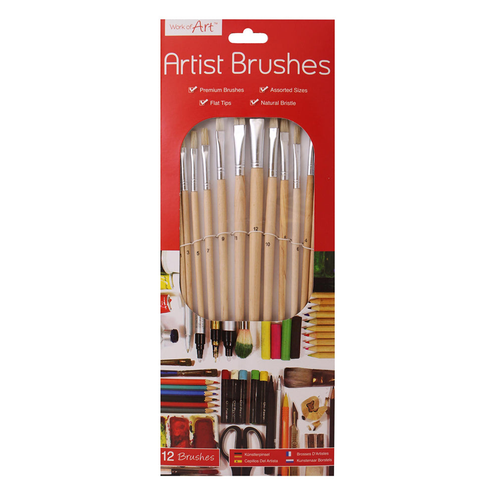 Just Stationery Artist Bristle Brushes | Pack of 12