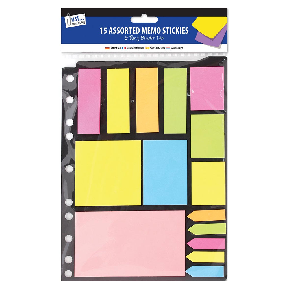 Just Stationery Assorted Neon Memo Stickers | Pack of 15