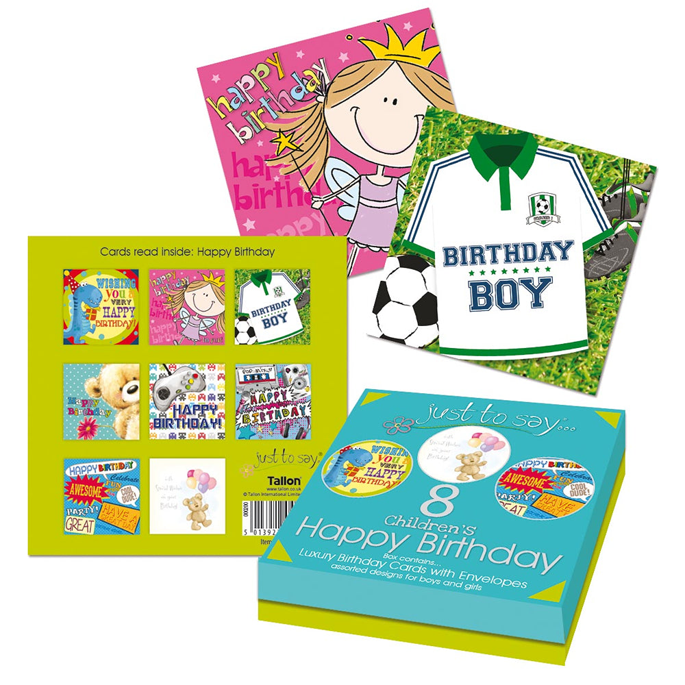 Just to Say Assorted Luxury Birthday Cards Kids | Pack of 8
