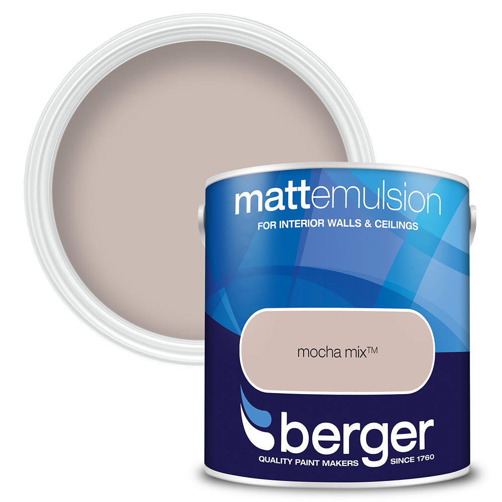 berger walls and ceilings matt emulsion paint  mocha mix