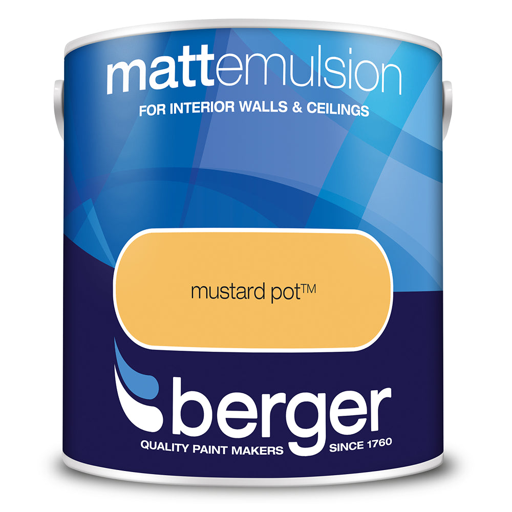 berger walls and ceilings matt emulsion paint  mustard pot