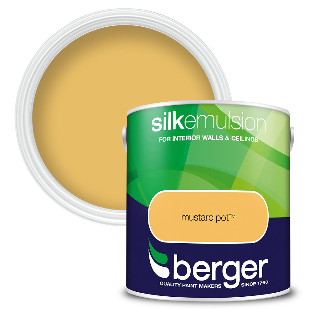 berger walls and ceilings silk emulsion paint  mustard pot