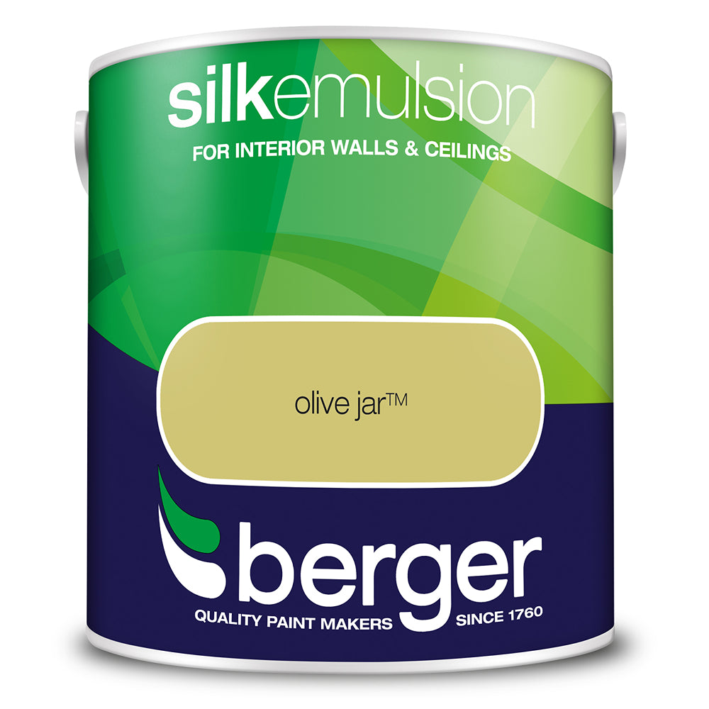 berger walls and ceilings silk emulsion paint  olive jar