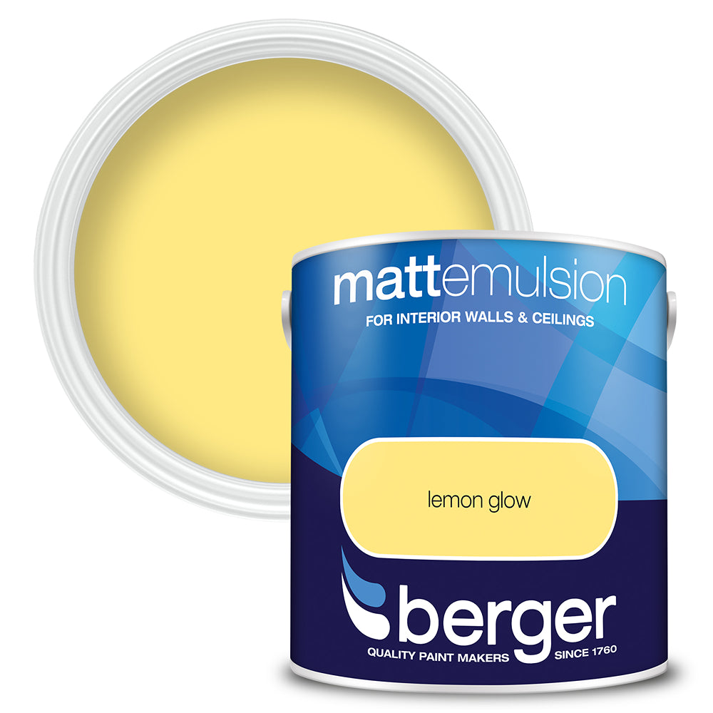 berger walls and ceilings matt emulsion paint  lemon glow