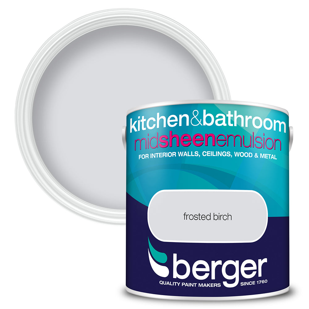 berger kitchen and bathroom mid sheen emulsion paint  frost birch