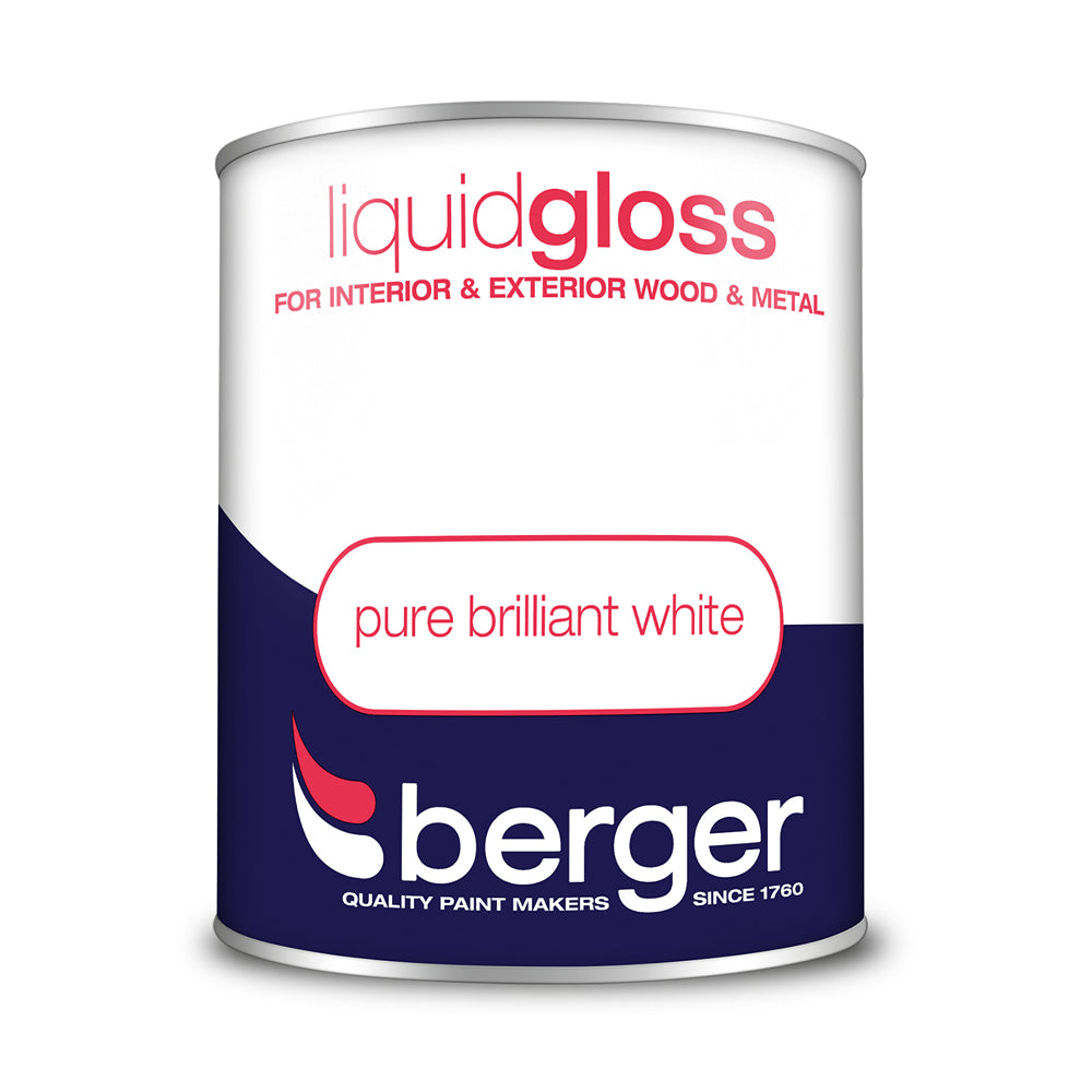 berger liquid gloss interior and exterior paint  pure brilliant white