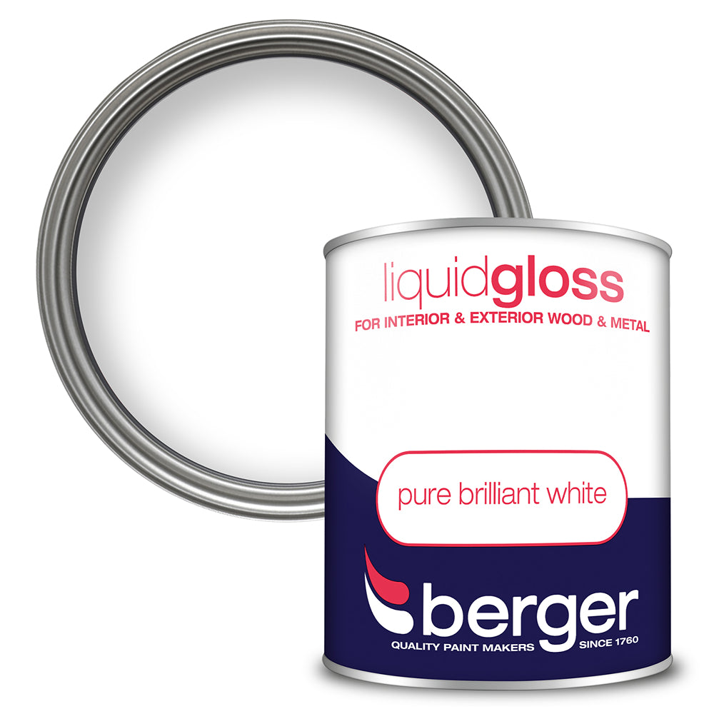 berger liquid gloss interior and exterior paint  pure brilliant white