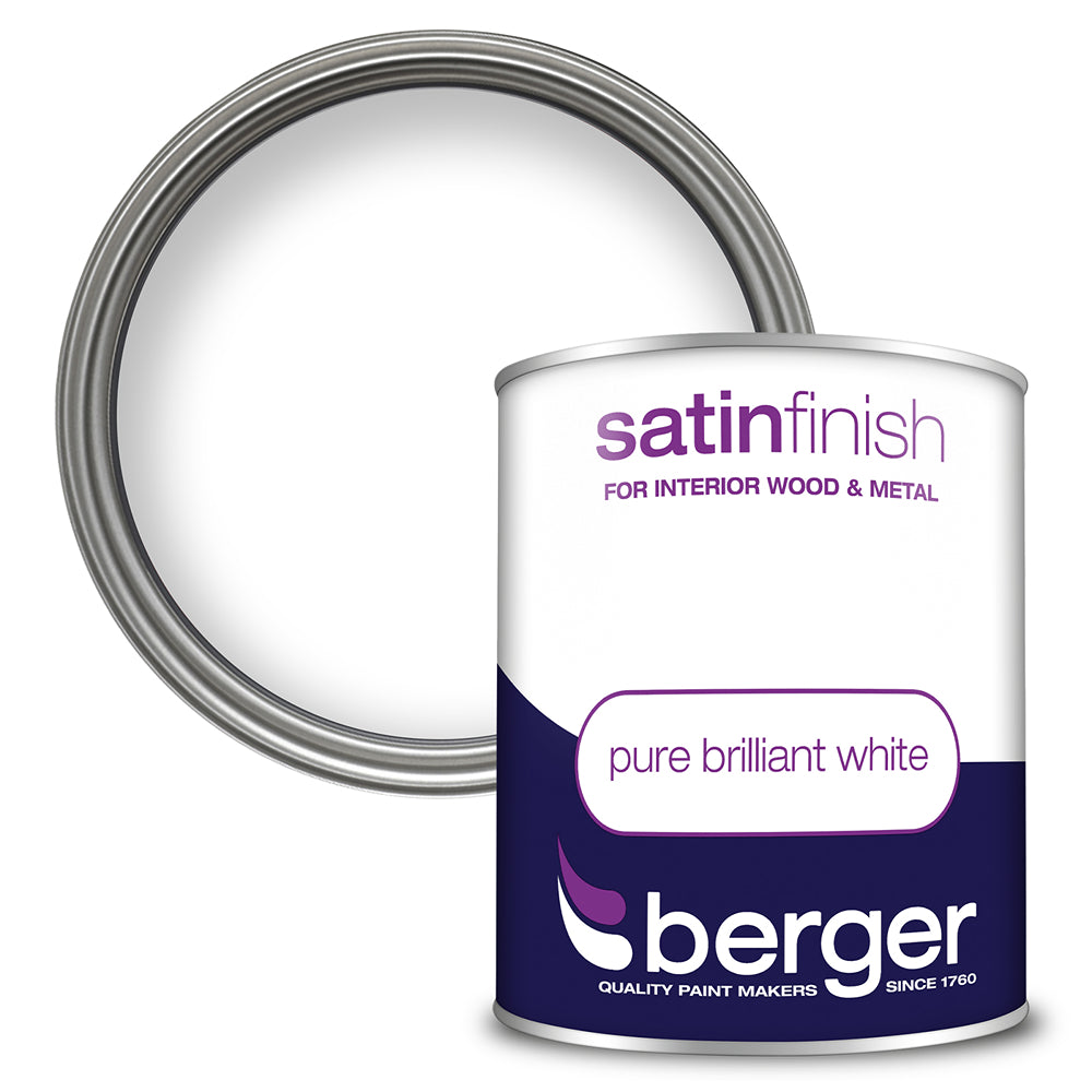 berger satin sheen interior wood and metal paint  pure brilliant white