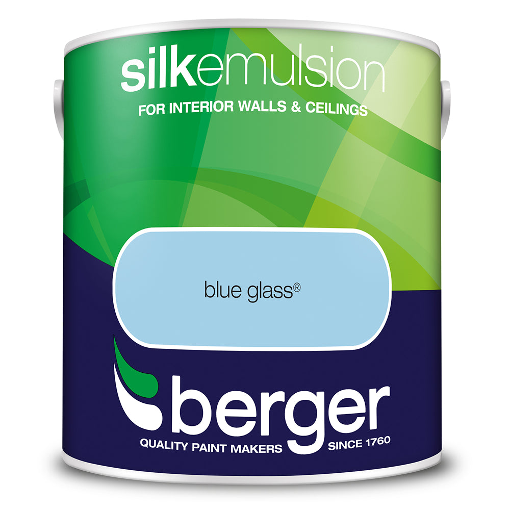 berger walls and ceilings silk emulsion paint  blue glass