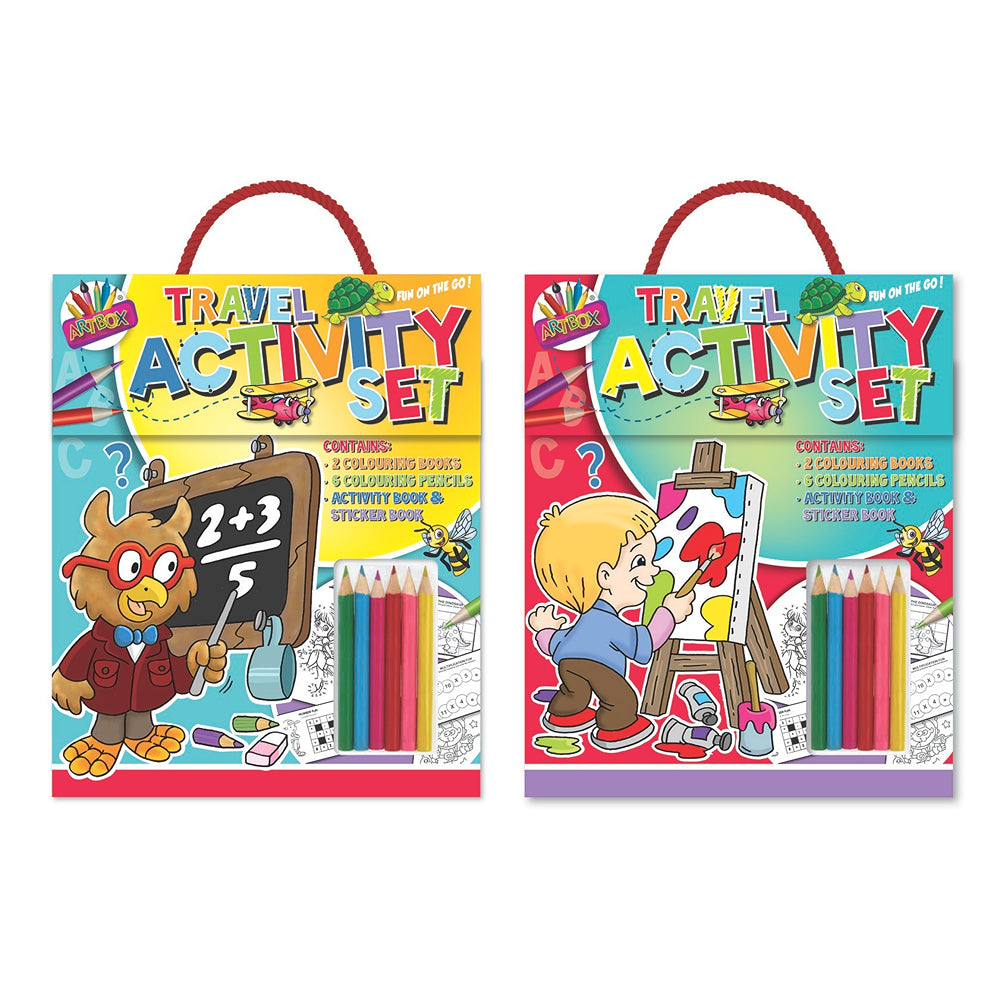 Artbox Childrens Travel Activity Set With Pencils And Books | 2 Assorted