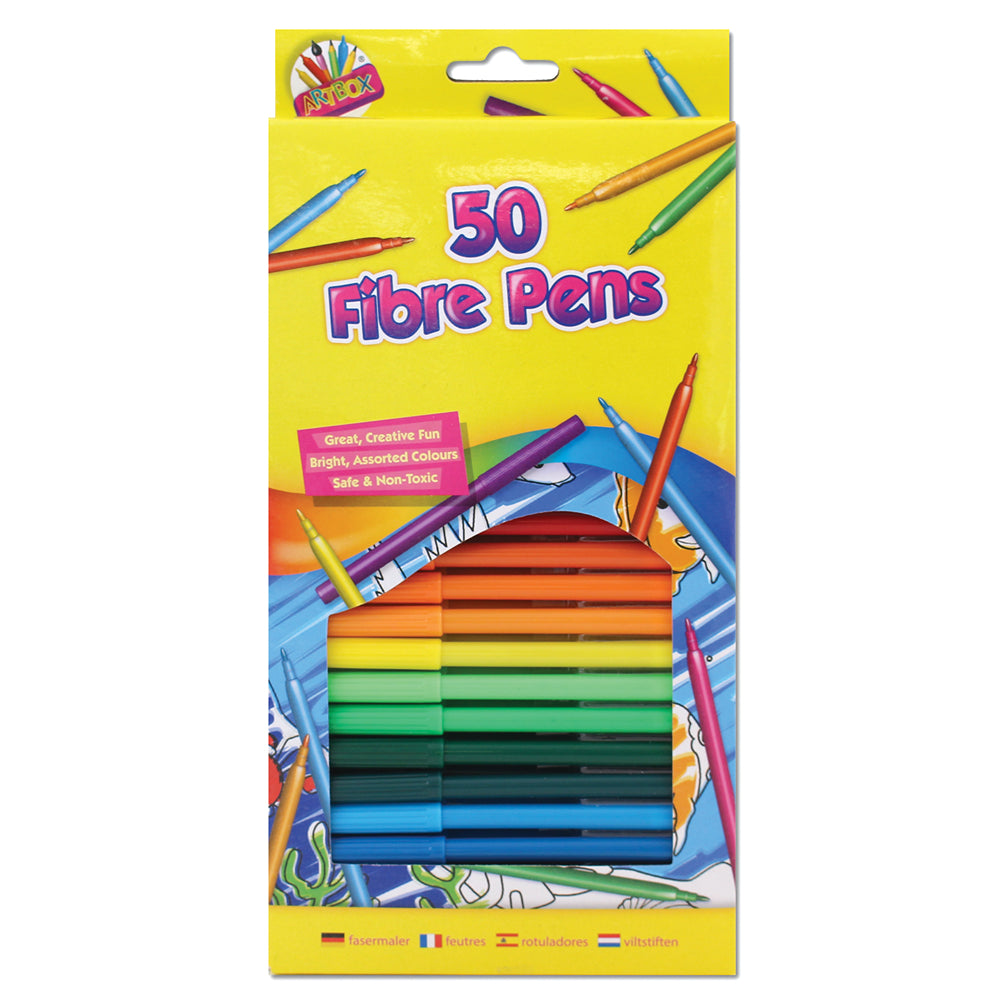 Artbox Fibre Colouring Pens | 50 Assorted
