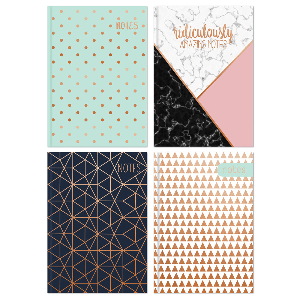 Tallon A4 Hardback Notebook Copper Foil Typography | 4 Assorted