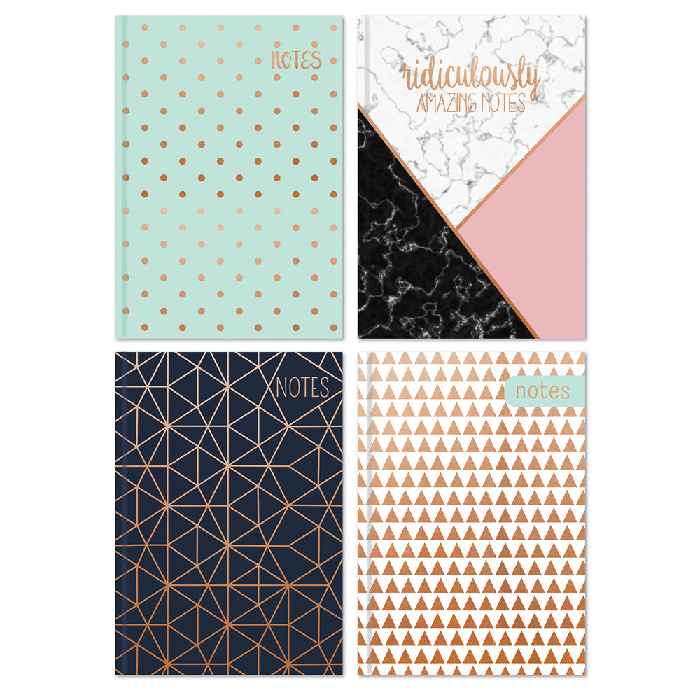 Tallon A5 Hardback Notebook Copper Foil Typography | 4 Assorted