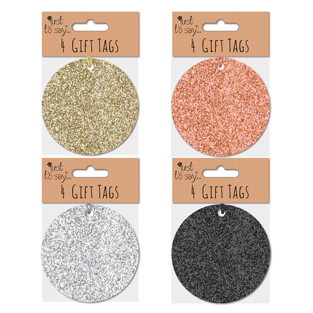Just To Say Round Glitter Tags 4 Assorted | Pack of 4