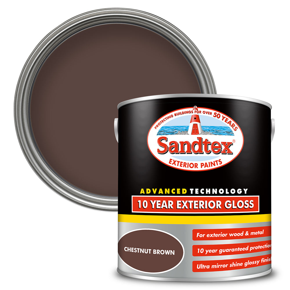sandtex 10 year exterior gloss metal and wood paint chestnut brown