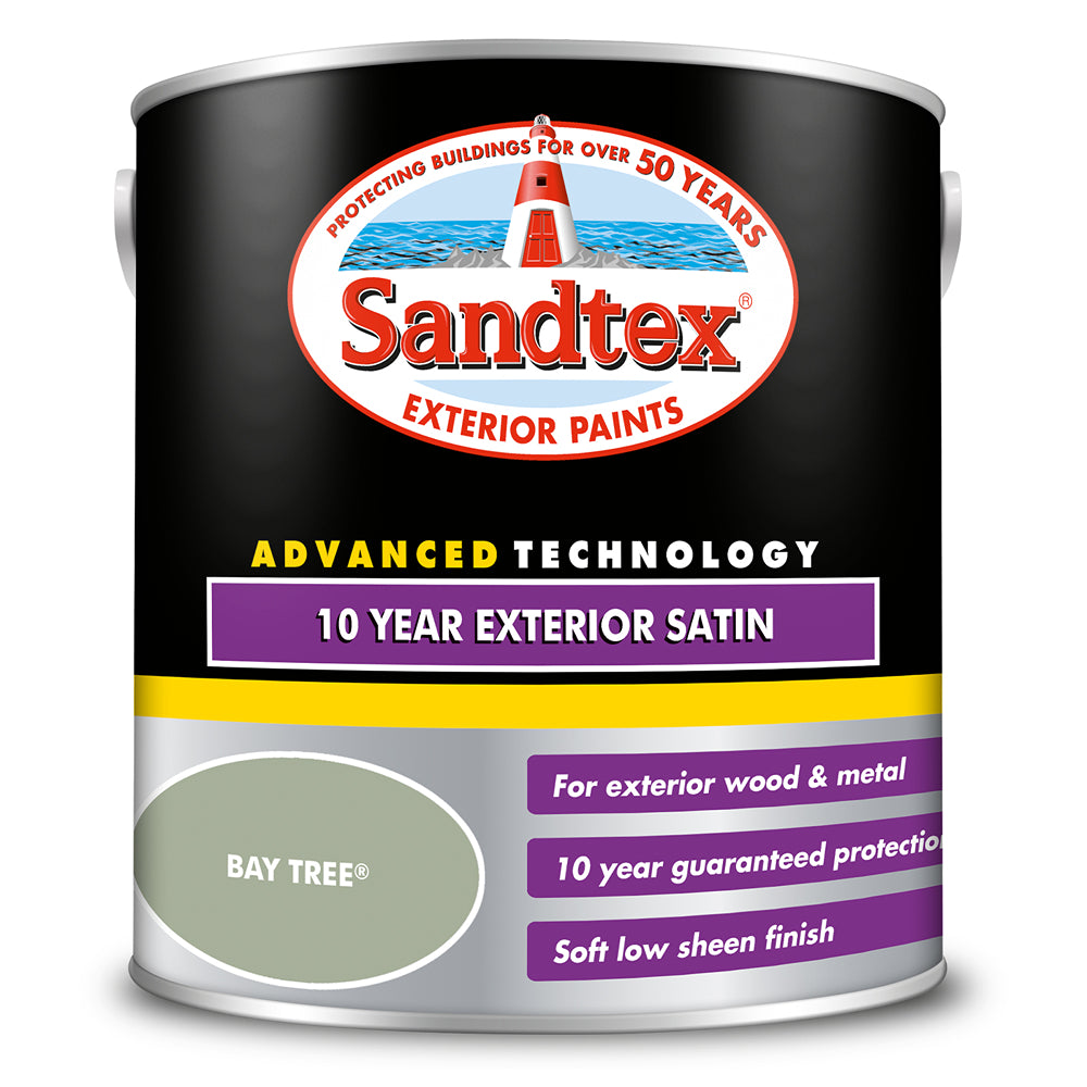 sandtex 10 year exterior satin metal and wood paint bay tree