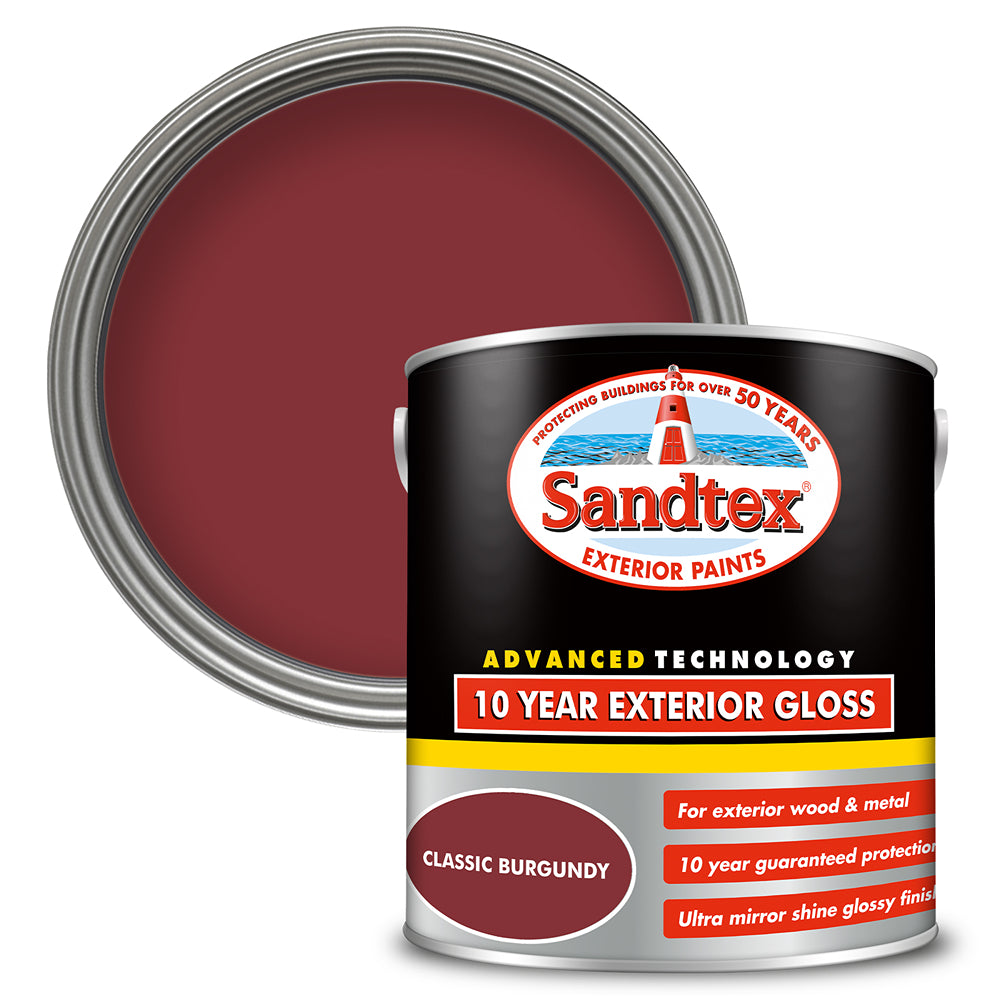 sandtex 10 year exterior gloss metal and wood paint classic burgundy
