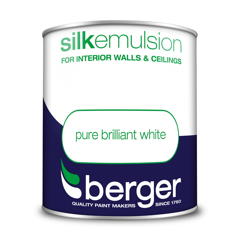 berger walls and ceilings silk emulsion paint  pure brilliant white